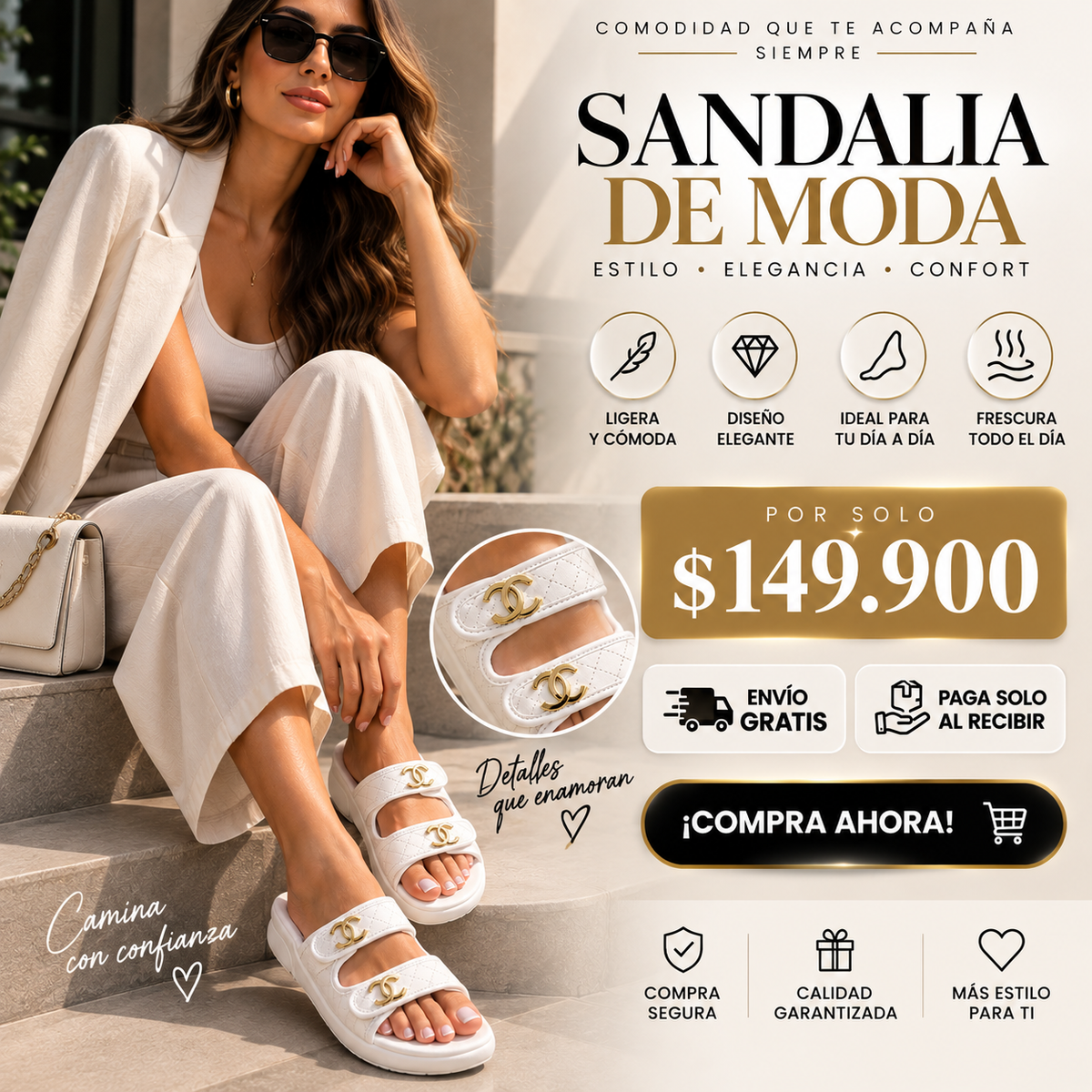 Sandalias cómodas y elegantes