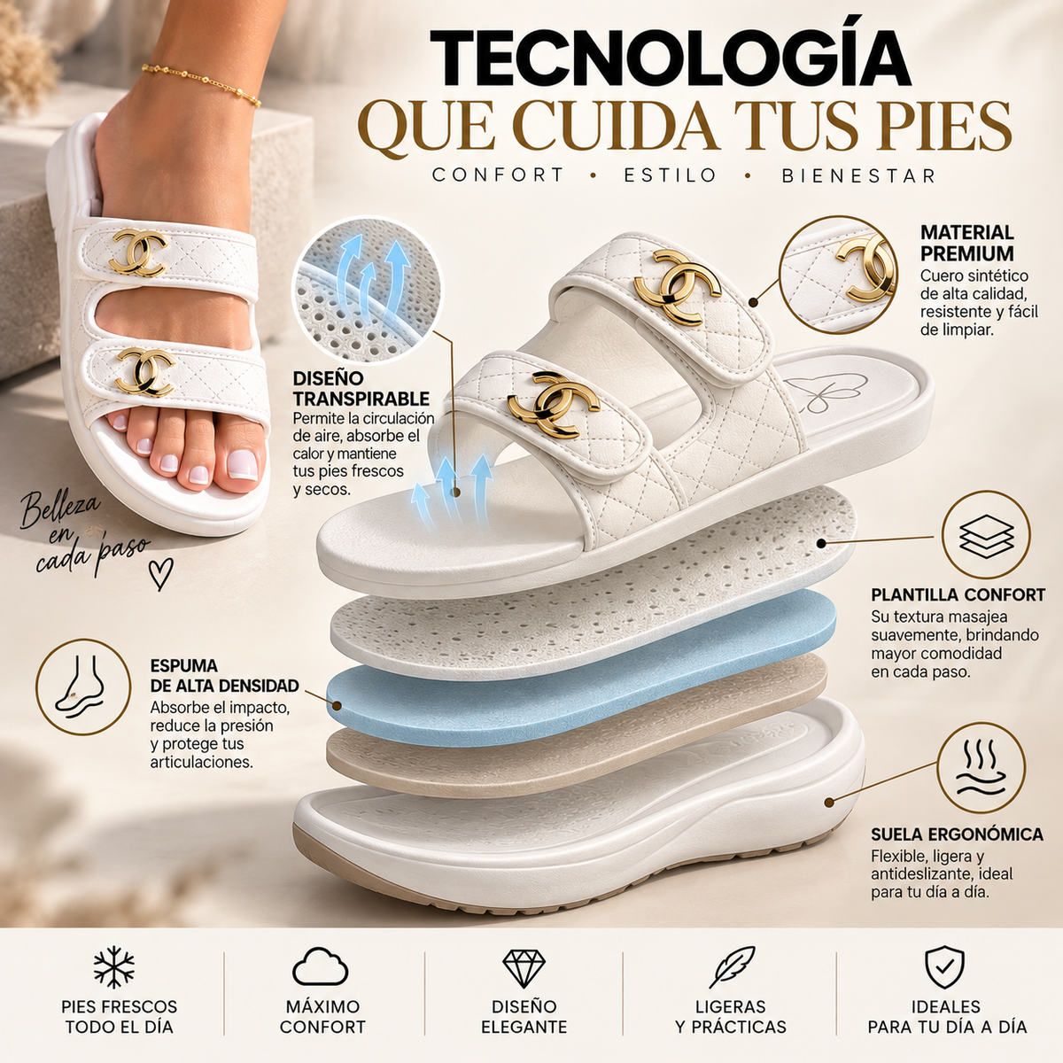 Sandalias cómodas y elegantes