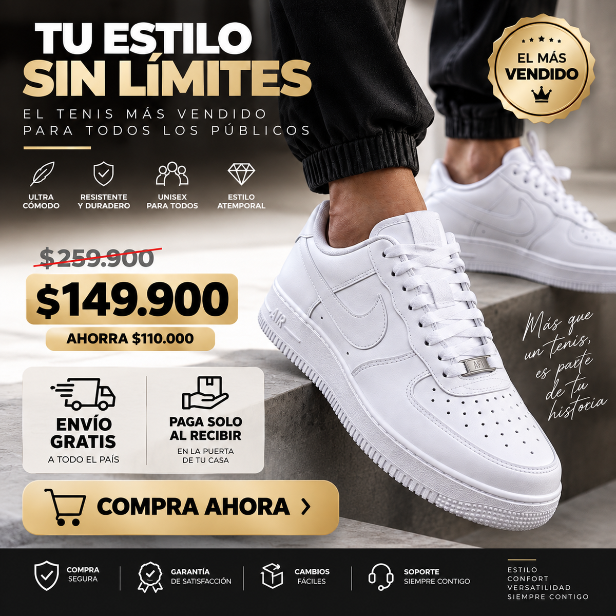 Tenis Force 1 Confort - Unisex