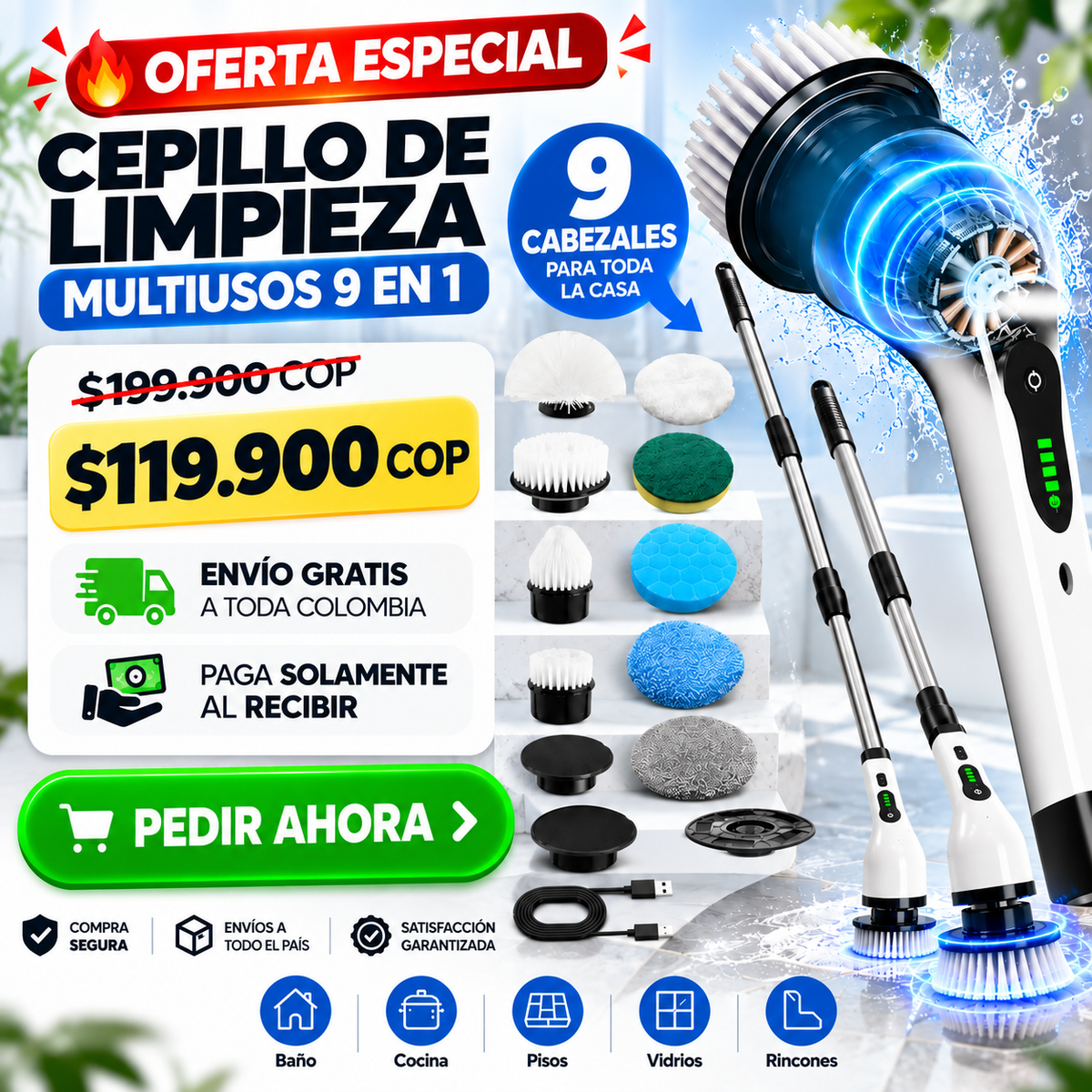 Cepillo de Limpieza Multiusos 9 en 1